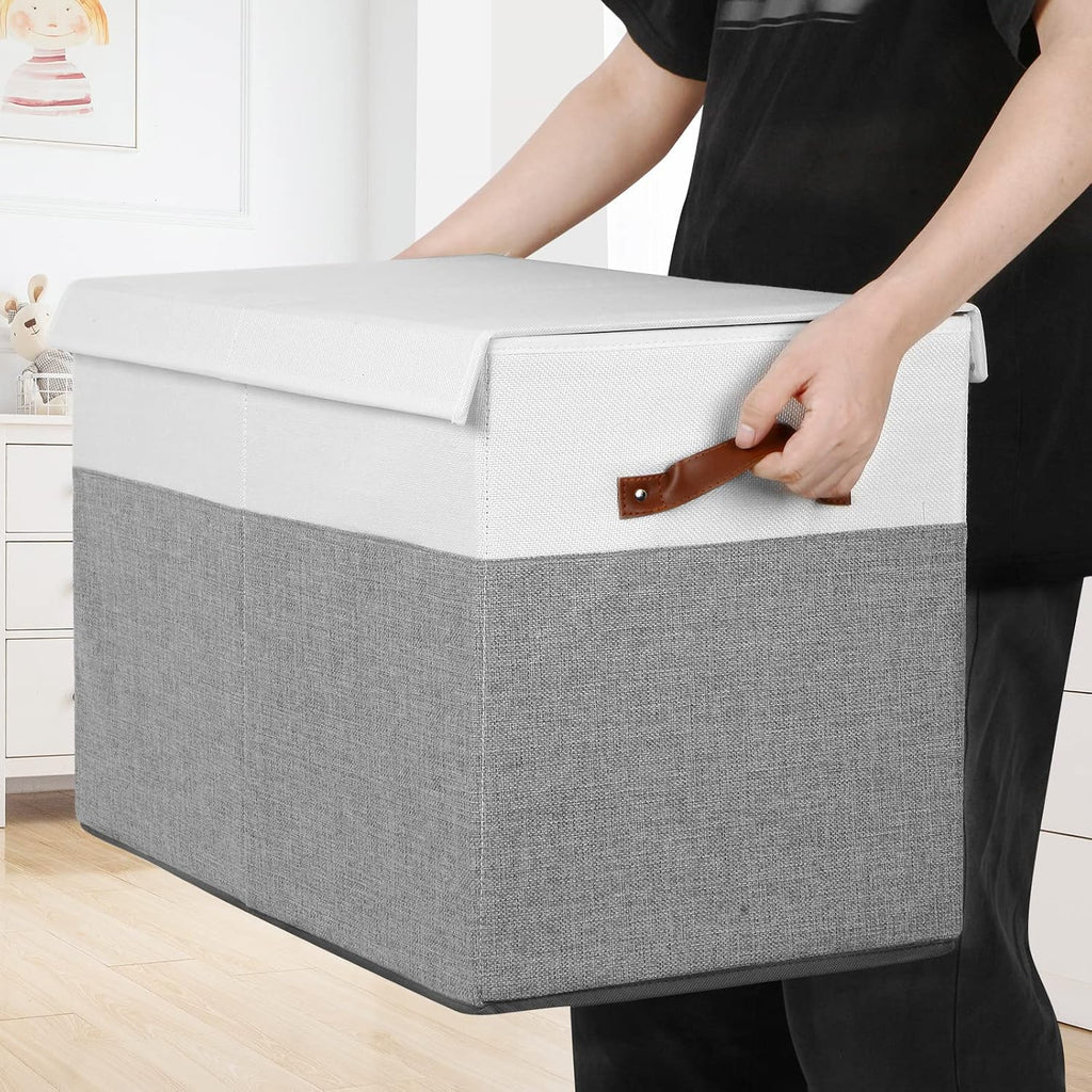 Large Toy Storage Box with Lid, Toy Chest Bin Boxes Basket with Dividers