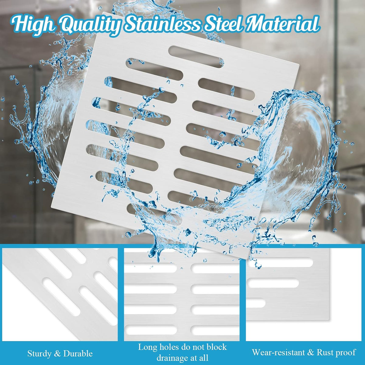6 Inch Square Drain Cover Stainless Steel