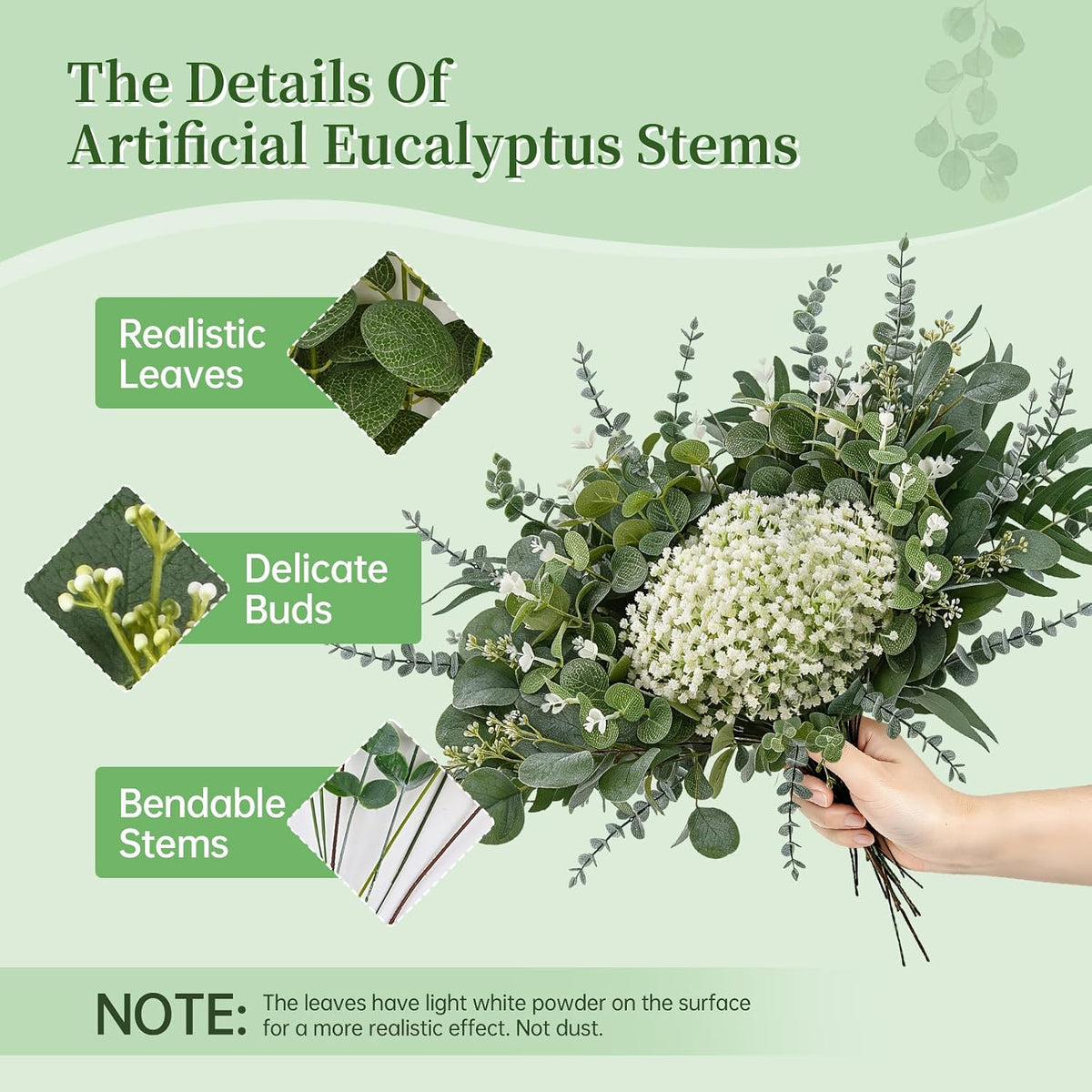 170 Pcs Fake Greenery Eucalyptus Stems Centerpieces for Tables Vase Decor