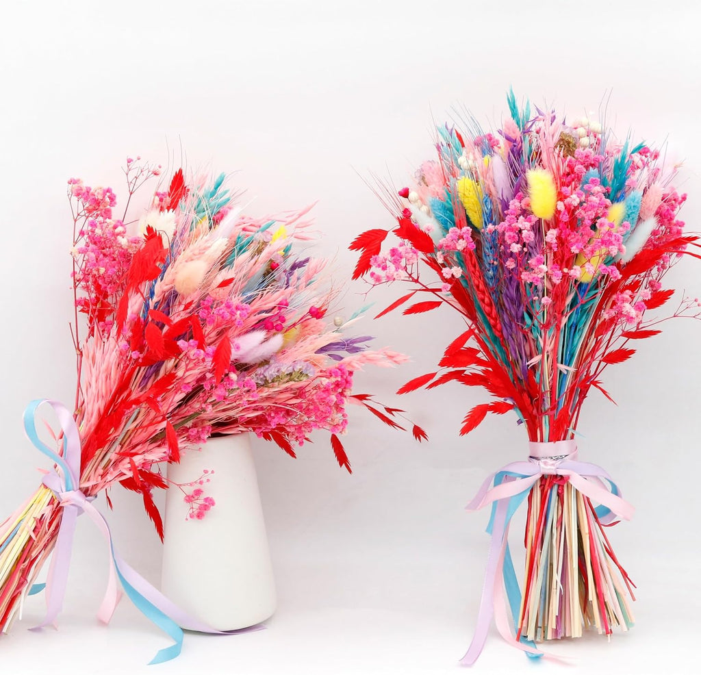119PCS Pink Pampas Grass, Dried Flowers Bouquet - Preserved Pink Flowers, Colorful Decor - Fall Flower Bouquet for Home Decor, Flower Decor, Wedding Decor, Flower for Vase