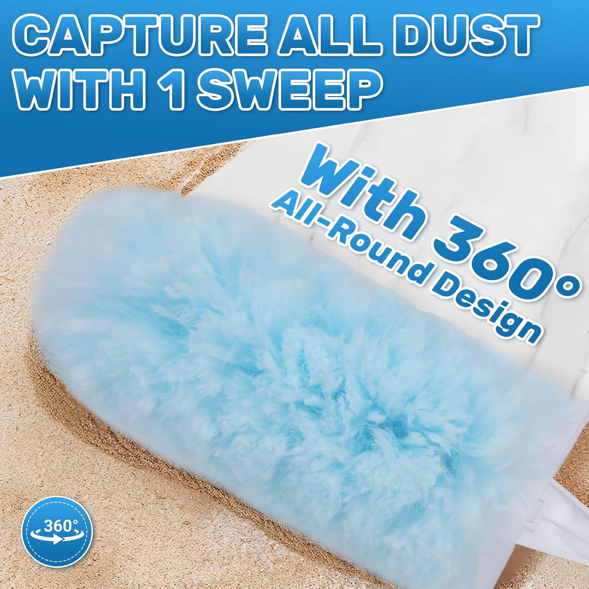 40 Count Duster Refills Compatible with Swiffer Duster,360° Heavy Duty Multi Surface Duster Refills with 4X Microfibers for Cleaning with 2 Handle