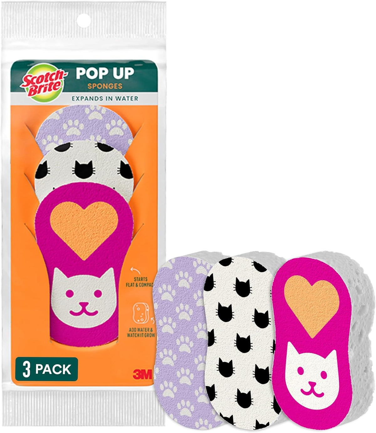 Scotch-Brite Cat Pop Up Non-Scratch Sponges, 3 Packs