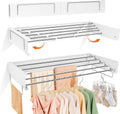 Wall Mount Drying Rack 32", 65LBS Retractable Clothes Rack, White
