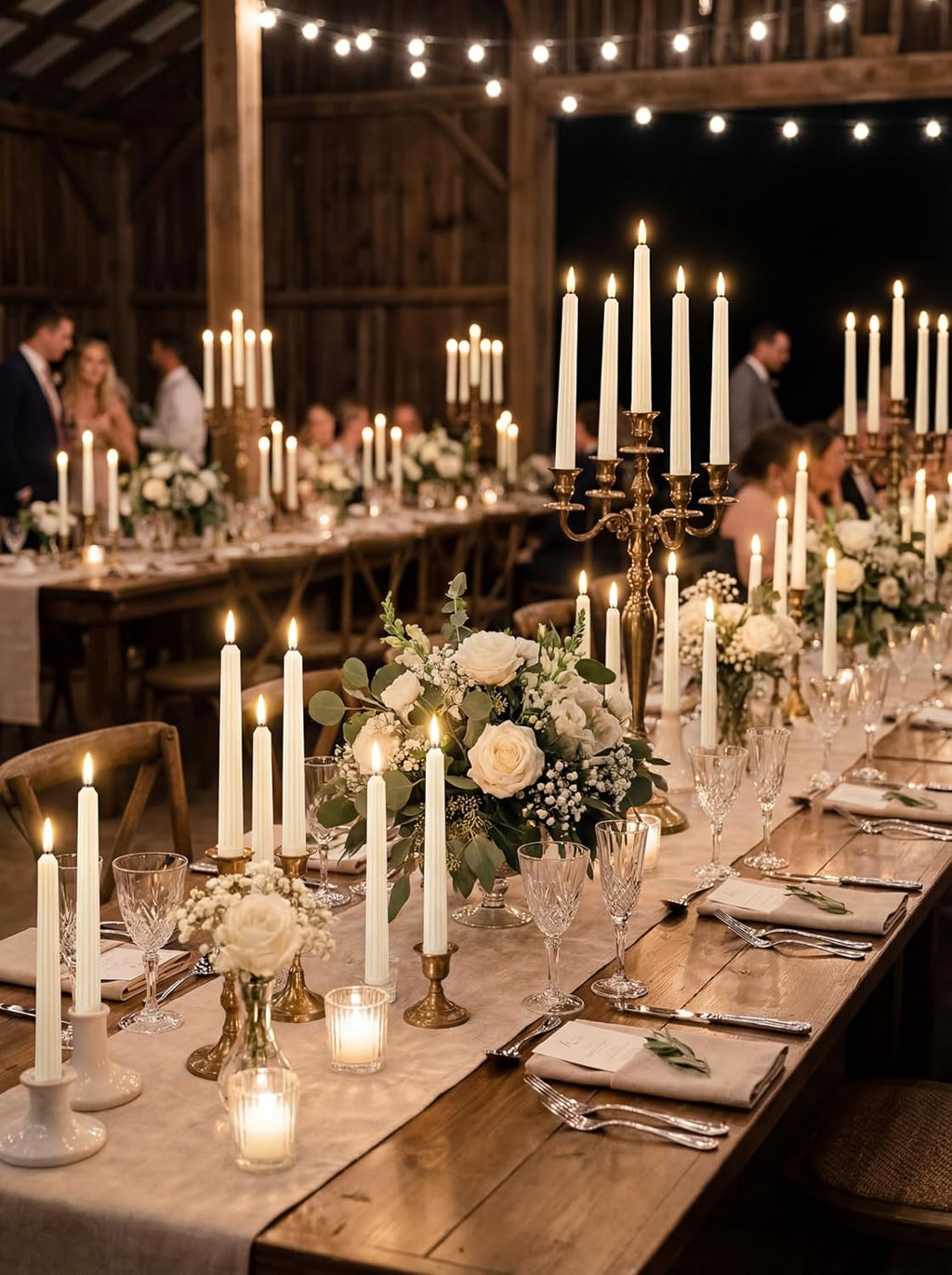 30 Pcs 11 Inch Flameless Taper Candles LED Candles Bulk, Roman Style,Ivory