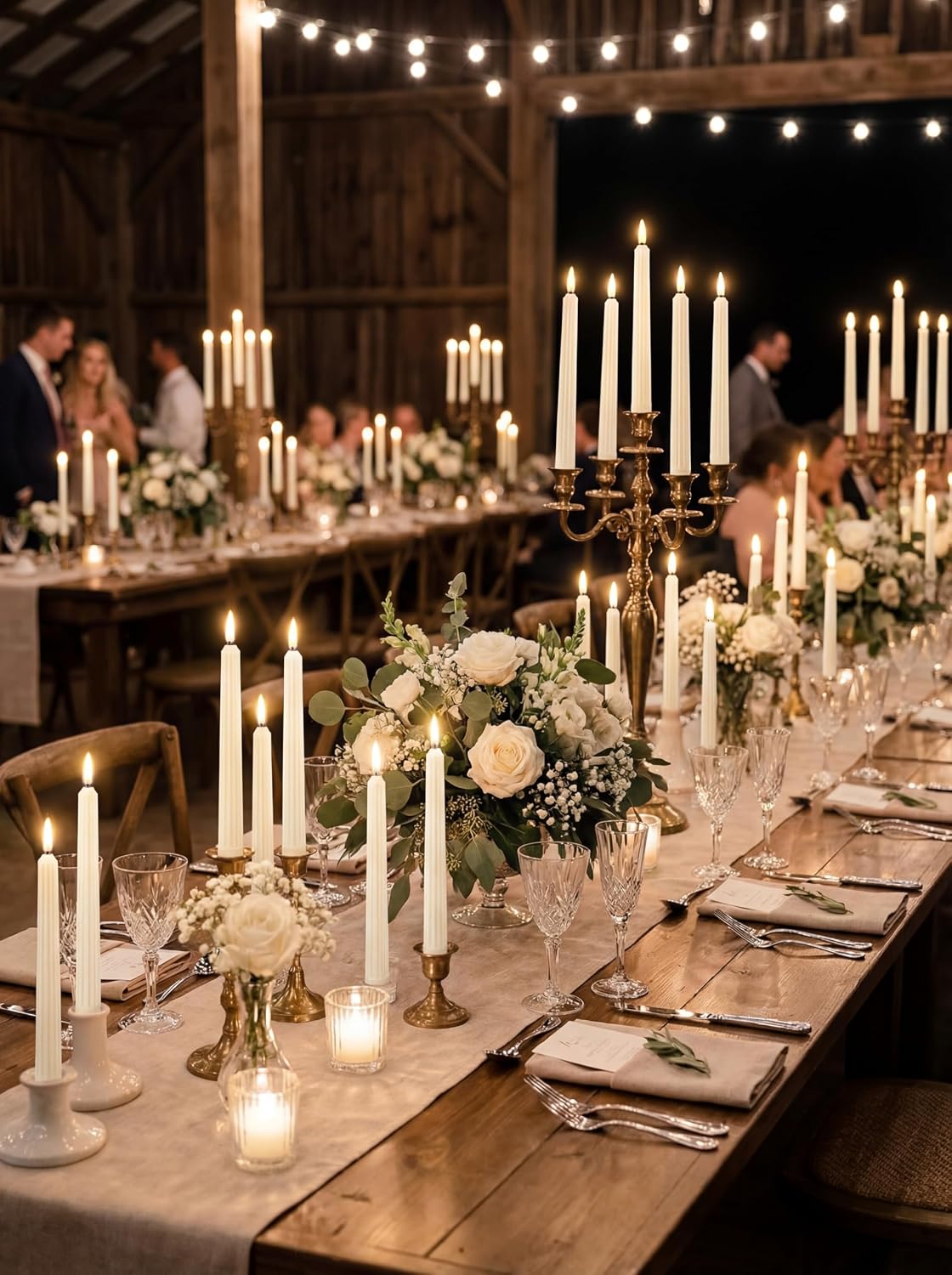 30 Pcs 11 Inch Flameless Taper Candles LED Candles Bulk, Roman Style,Ivory