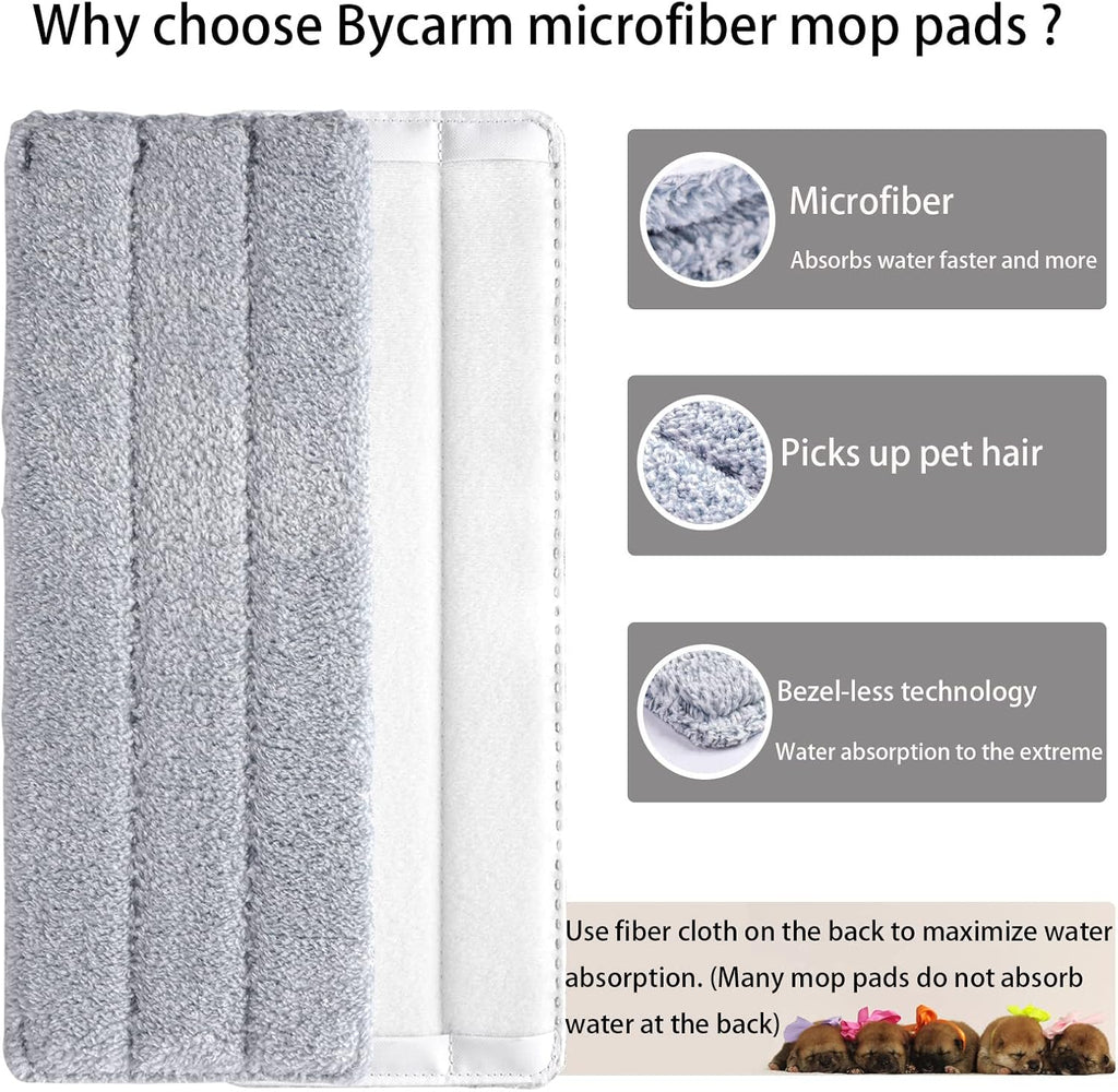 6 Pack Flat Mop Pads Compatible with Joymoop, Bosheng or 11-13" Size Flat Mops, Washable and Reusable 13" x 4.9" Wet/Dry Pads for Floor Cleaning