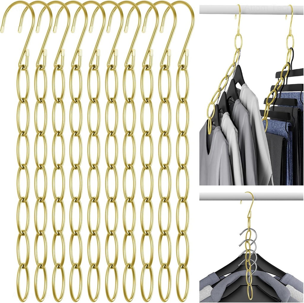 NiHome Clothing Chain Hangers 10-Pack, Space Saving Metal Closet Organizer