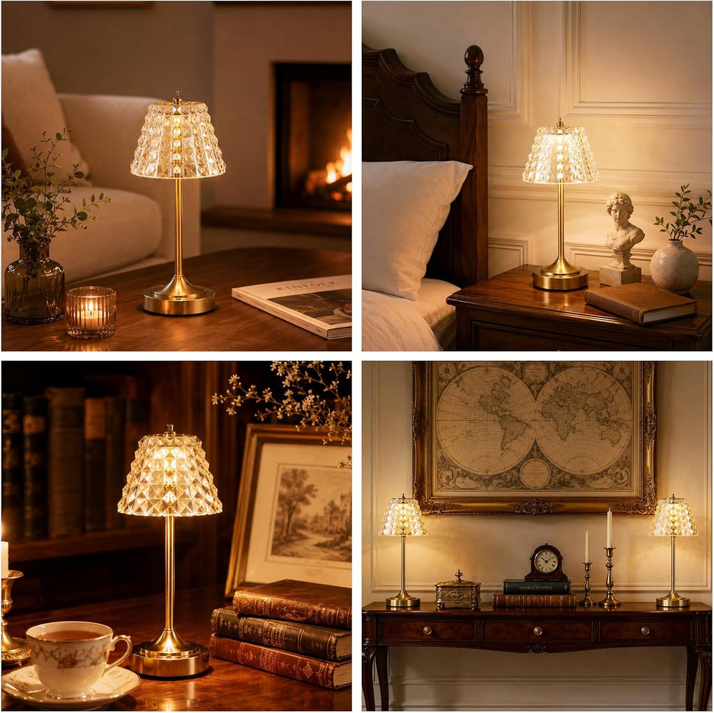 Flower Battery Operated Rechargeable Lamp Cordless, Rhombic, Amber