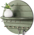 Rebee Vision Round Key Holder Wall Mount with 11 Hooks for Hallway, Green