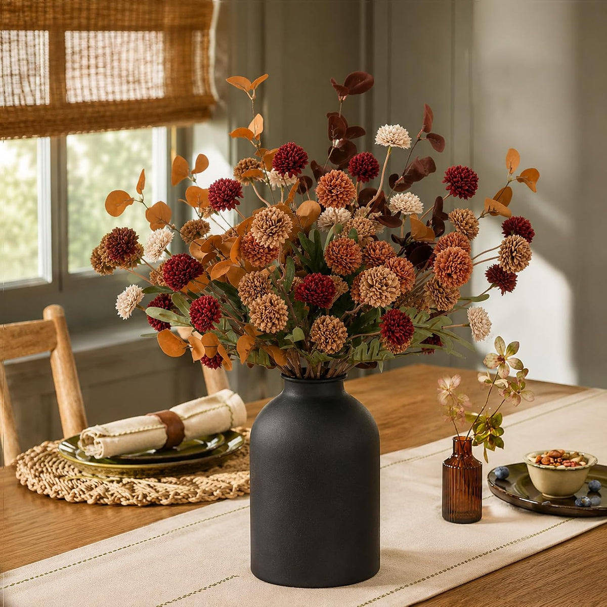 BLOSMON Fall Brown Flowers for Centerpieces, Dining Room Table Decoration