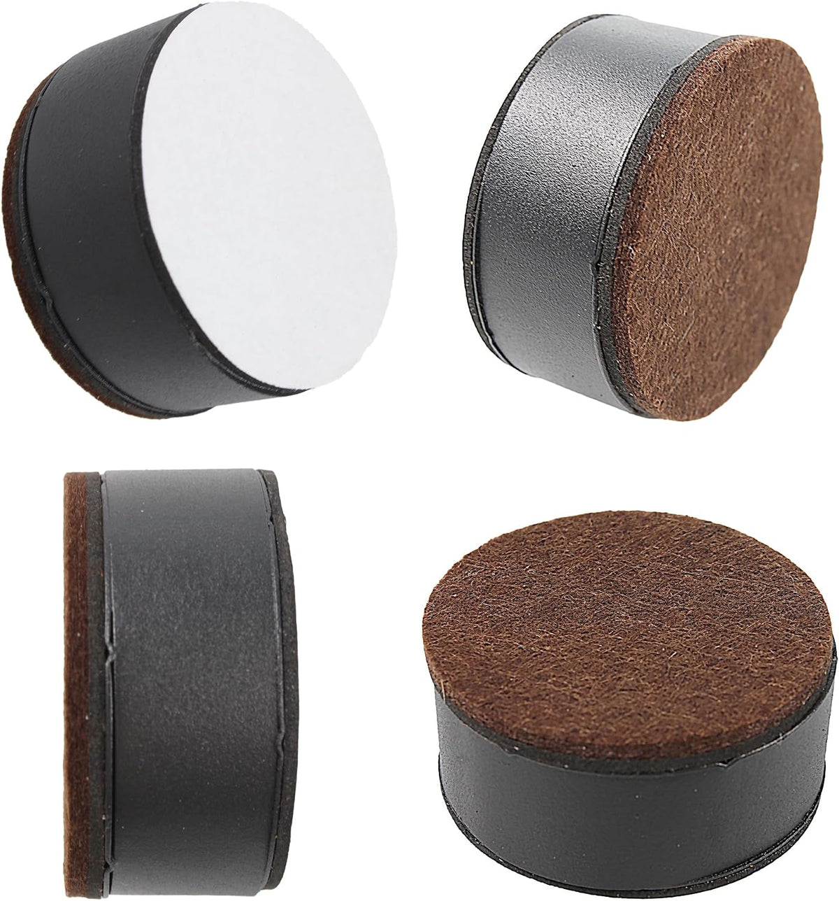 4PCS 1.2Inch Self-Adhesive Round Furniture Riser, Black Carbon Steel Bed Table Sofa Lift Riser, Heavy Duty Couch Cabinet Riser, Adds 1.2 Inch Height with Felt Pad