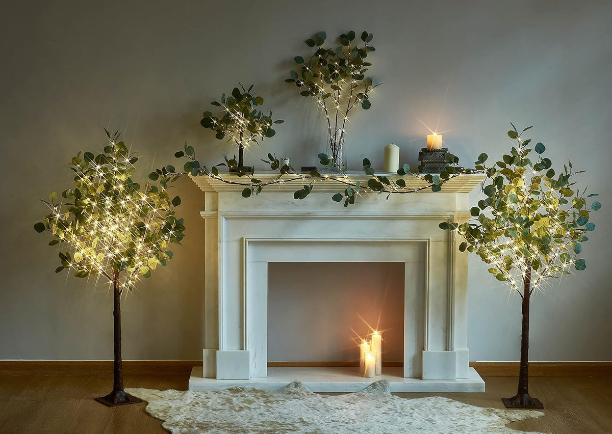 LITBLOOM Lighted Eucalyptus Branches 24IN 36 LED with Timer Battery Operated Lit Artificial Greenery for Wedding Party Home Spring Decoration Indoor Outdoor