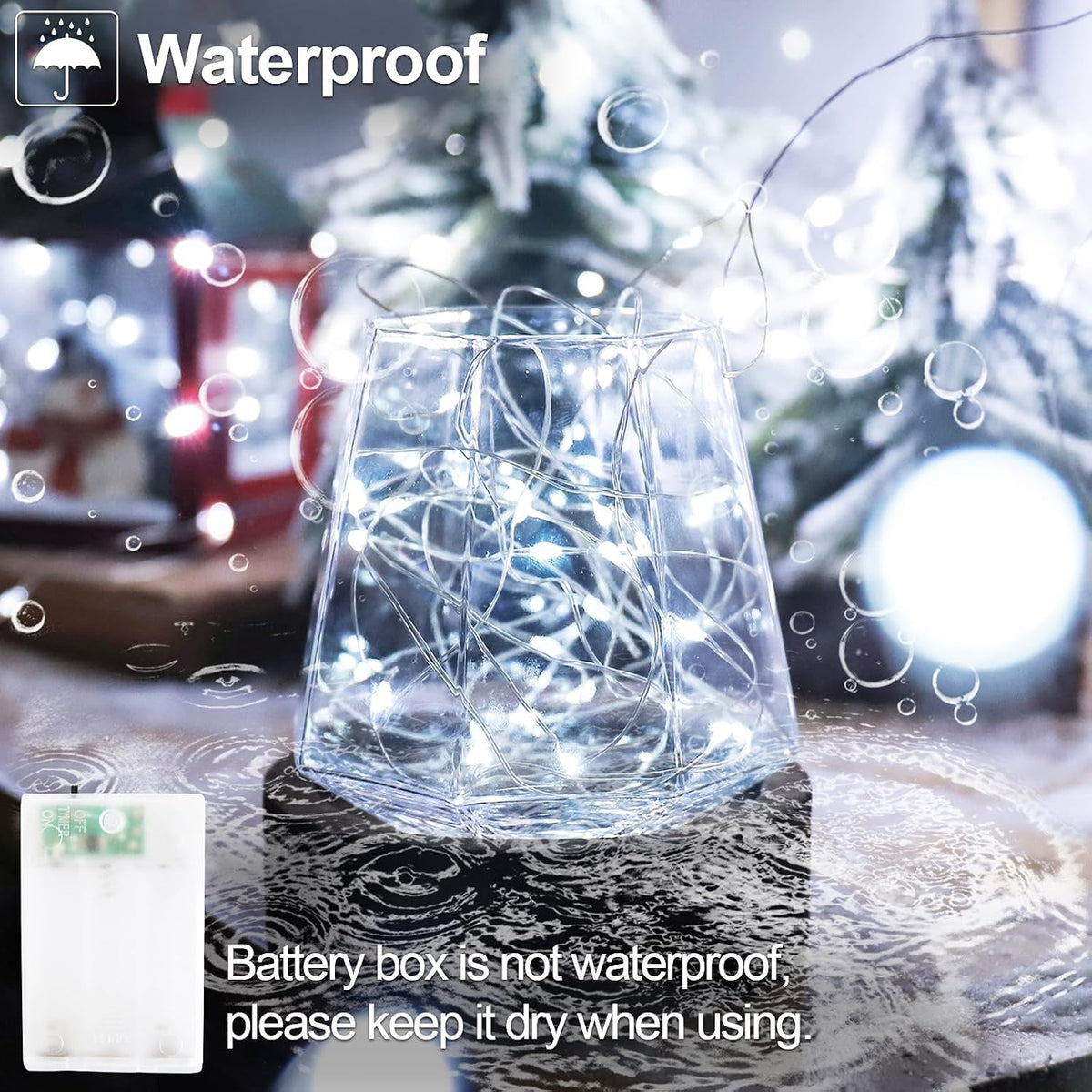 Christmas Fairy String Lights Battery Operated, Cool White
