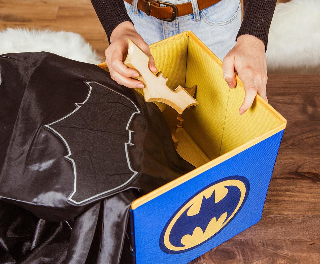 Ukonic DC Comics Batman Logo 11-Inch Storage Bin Cube Organizer | Fabric Basket Container, Cubby Cube Closet Organizer | Comic Book Superhero Toys, Gifts And Collectibles