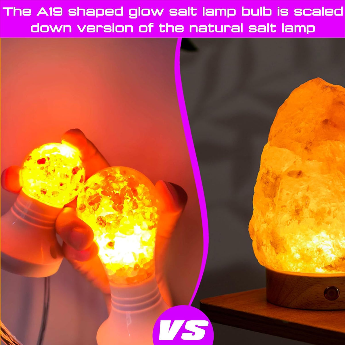 Dimmable Himalayan Salt Lamp Light Bulbs,A60 Amber Light Bulb 2200K, 2Pack