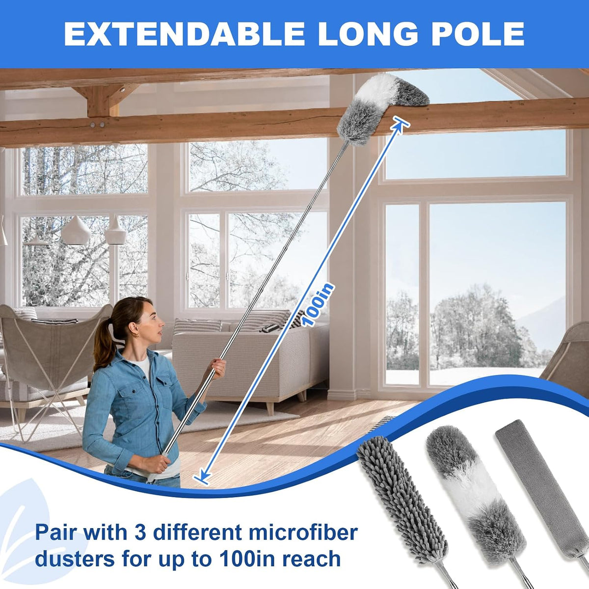 Dusters for Cleaning,Gap Duster and Chenille Duste with Extension Pole