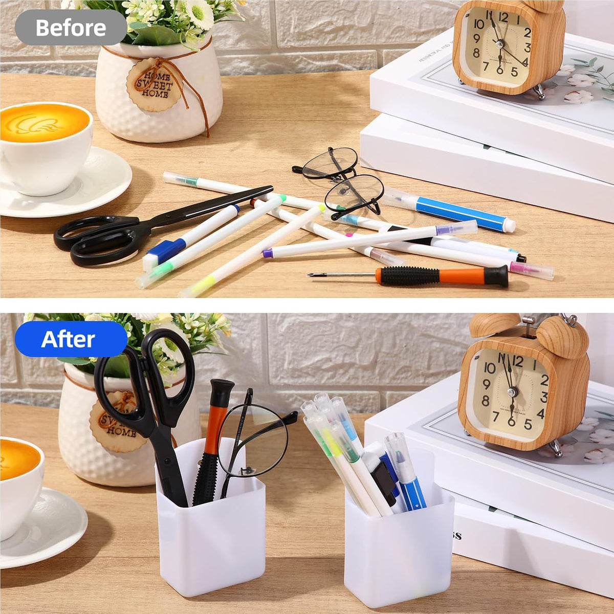 Leinuosen 6 Pcs Remote Control Holder Wall Mount Self Adhesive TV Controller Holder White TV Remote Organizer Wall Pen Organizer for Home Office School Storage Accessories