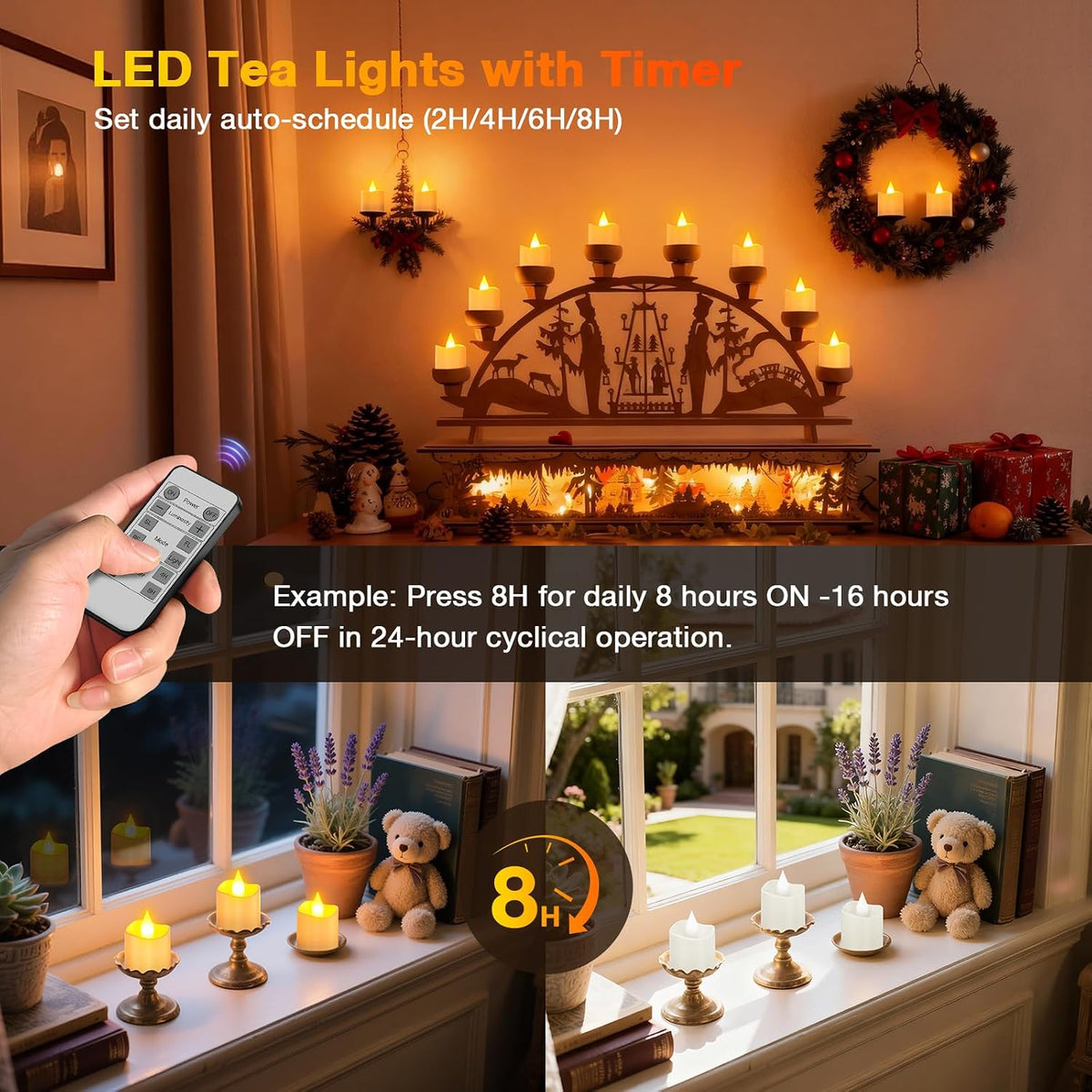 Yme Rechargeable Tea Lights Candles with Remote & USB-C Charging Base