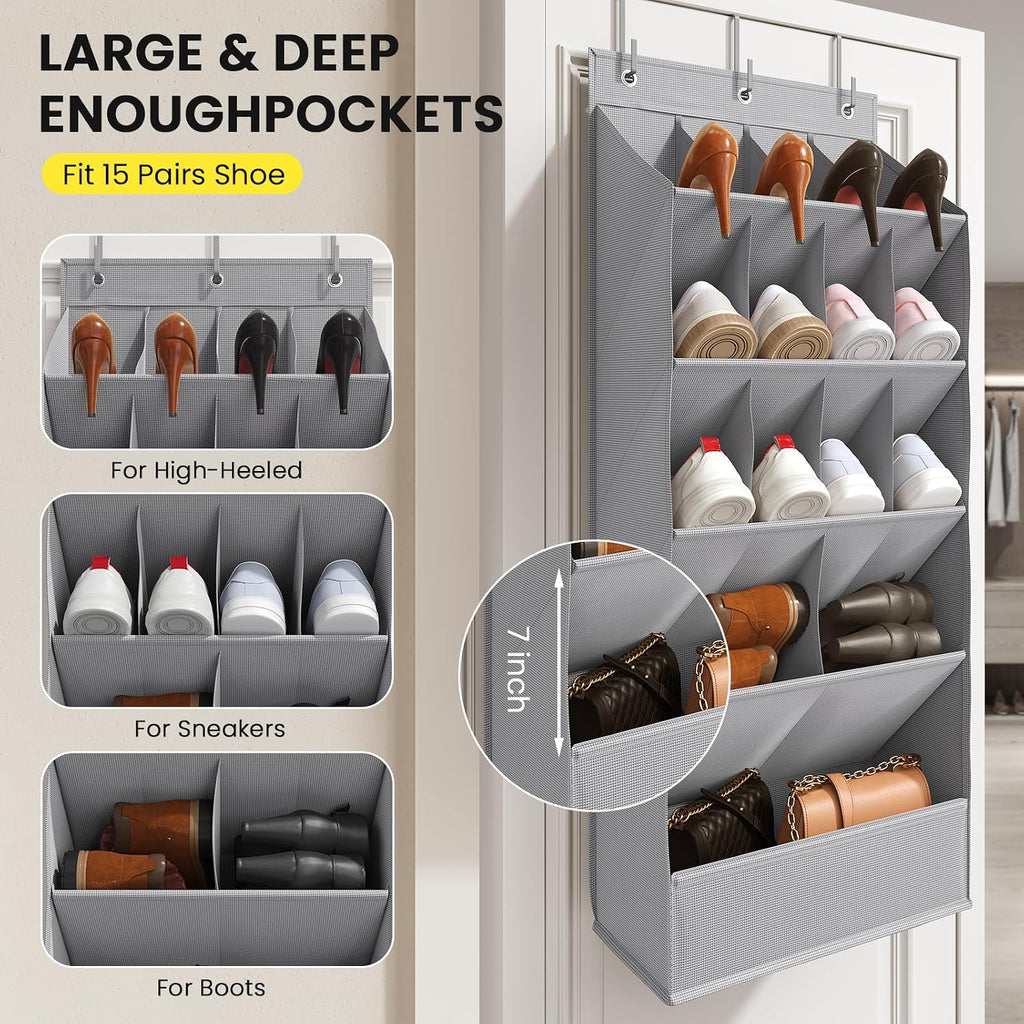 Mefirt Large Over the Door Shoe Organizer for Closet Fit 20 Pairs
