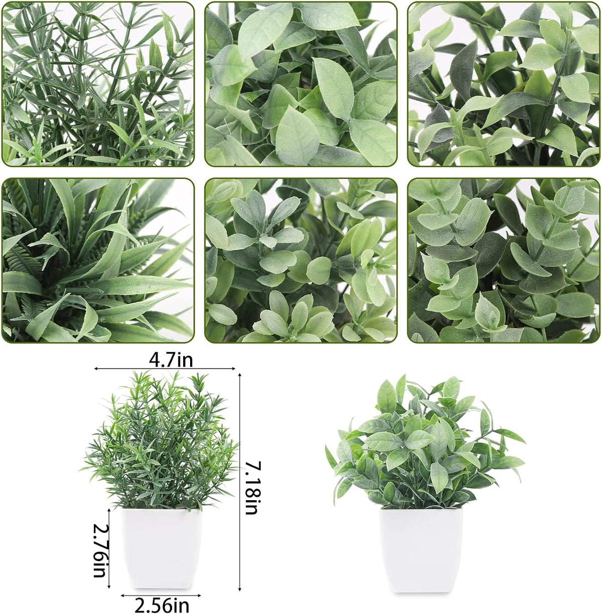 Der Rose 6 Pack Fake Plants Small Artificial Plants for Home Classroom