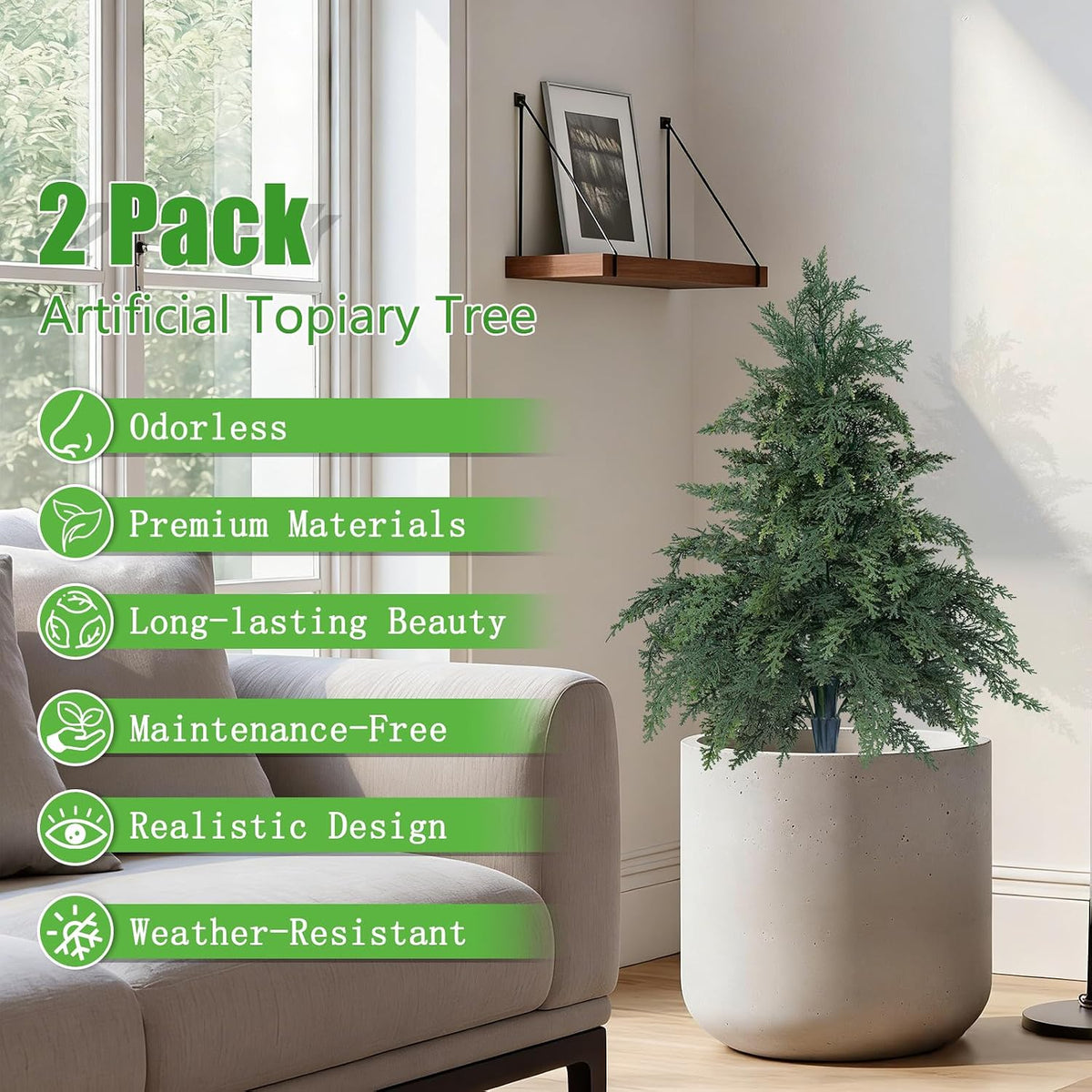 Yangrass Artificial Topiary Trees, Cypress Tree 24in