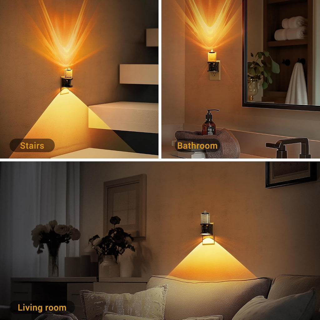 JandCase Night Light, Candle Amber Night Lights Plug into Wall, 1 Pack