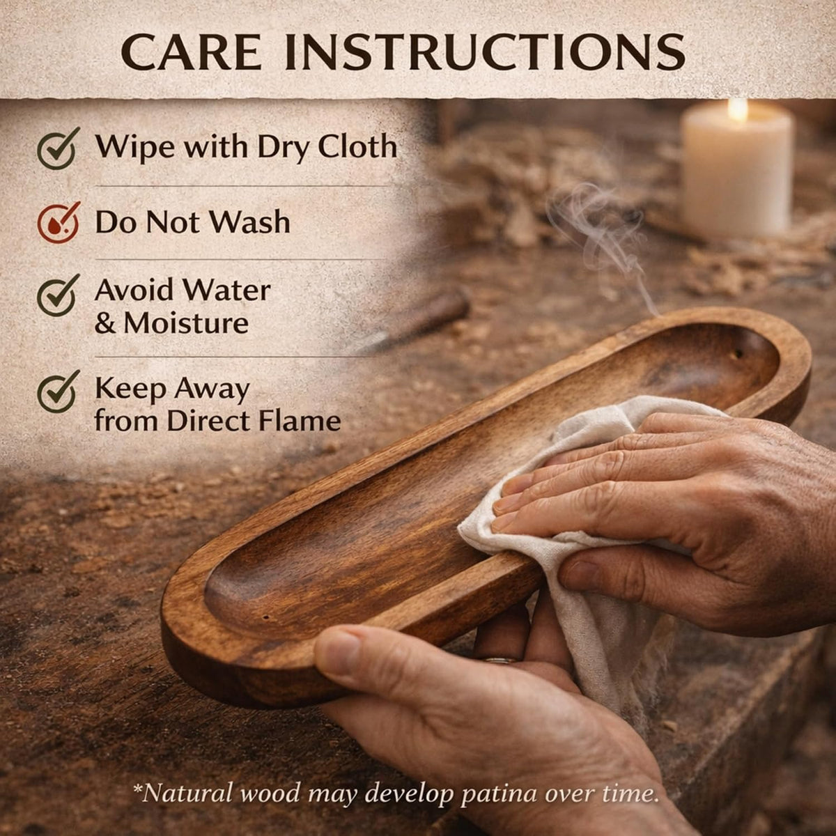 Incense Burner Wooden Ash Catcher