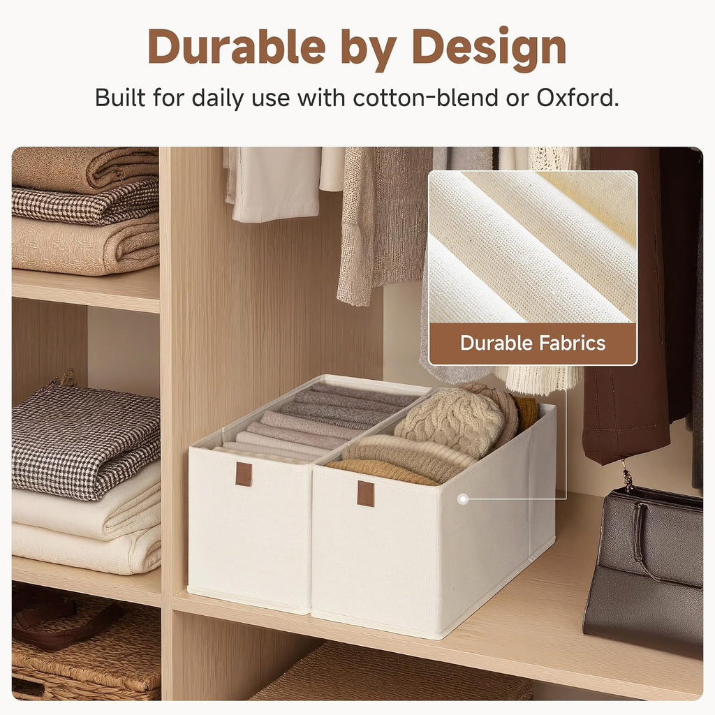StorageWorks Narrow Storage Bins, 14¾"Lx7¾Wx8¼H, 4-Pack, Beige