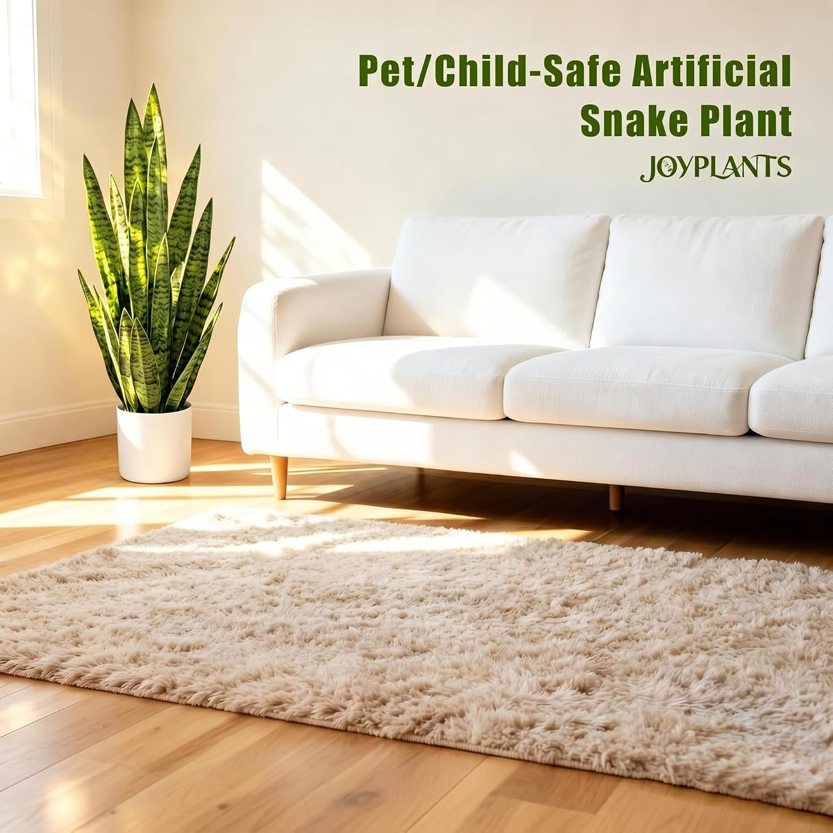 Fake Snake Plant 3FT, 35in Artificial Potted Plant with White Pot