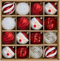 JORNOY 16CT 2.36 Inch Christmas Tree Ornaments, Red & White