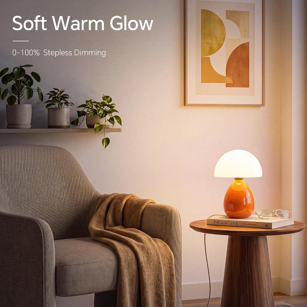Dawnwake Mushroom Lamp Table Lamp for Bedroom-Small Desk Table Lamps,Orange