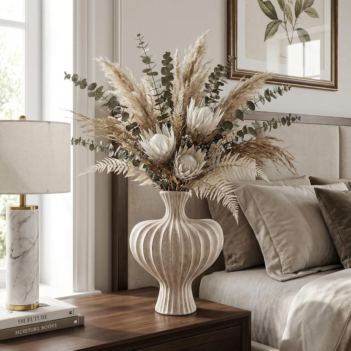 Ceramic Flower Vase Home Decor,11" Rustic Vintage Clay Beige Heart Terracotta Vases Farmhouse Table Vases Living Room Decor Pottery Pots for Home Shelf Coffee Dining Desk Fireplace