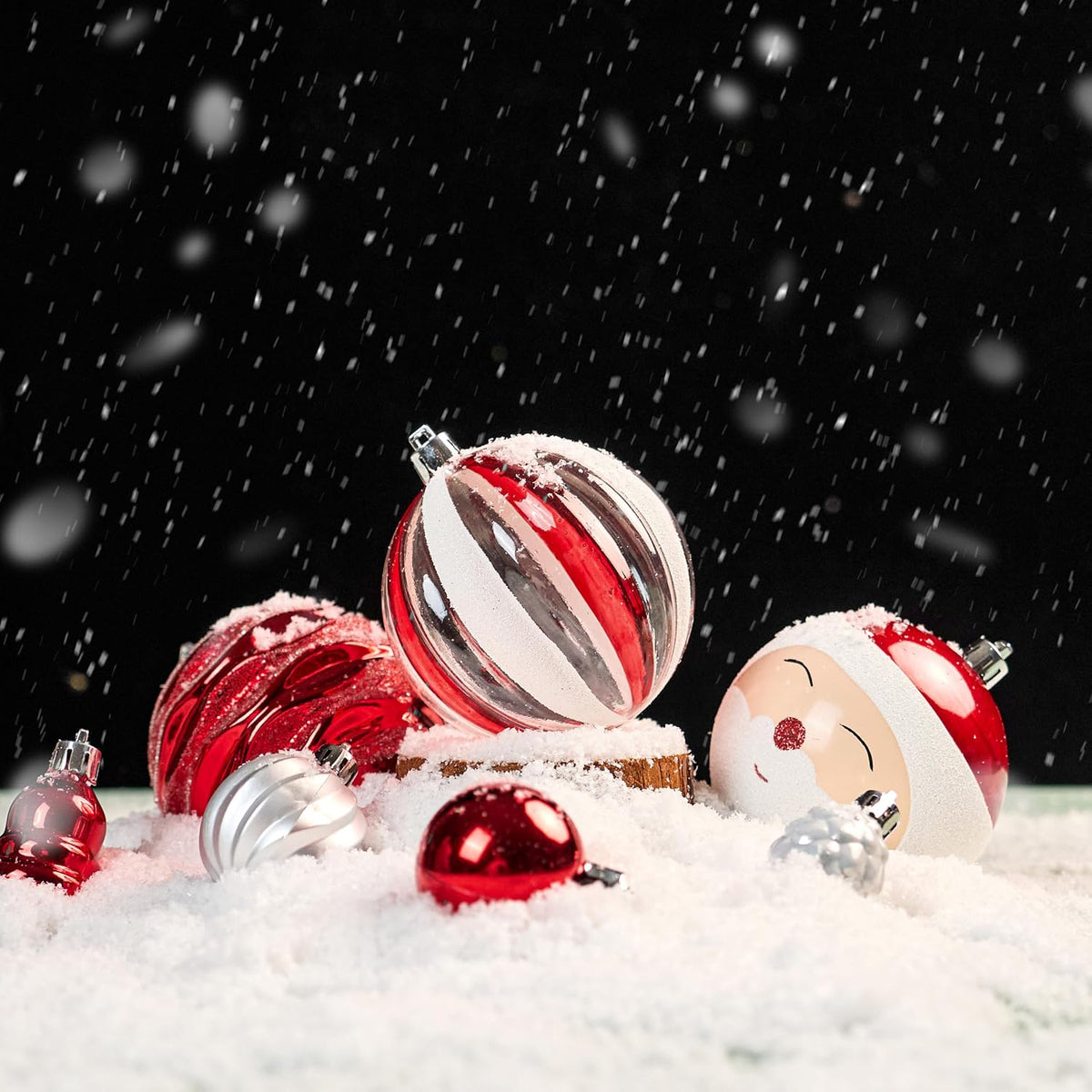 JORNOY 106CT Christmas Ball Ornaments Set, Red & White