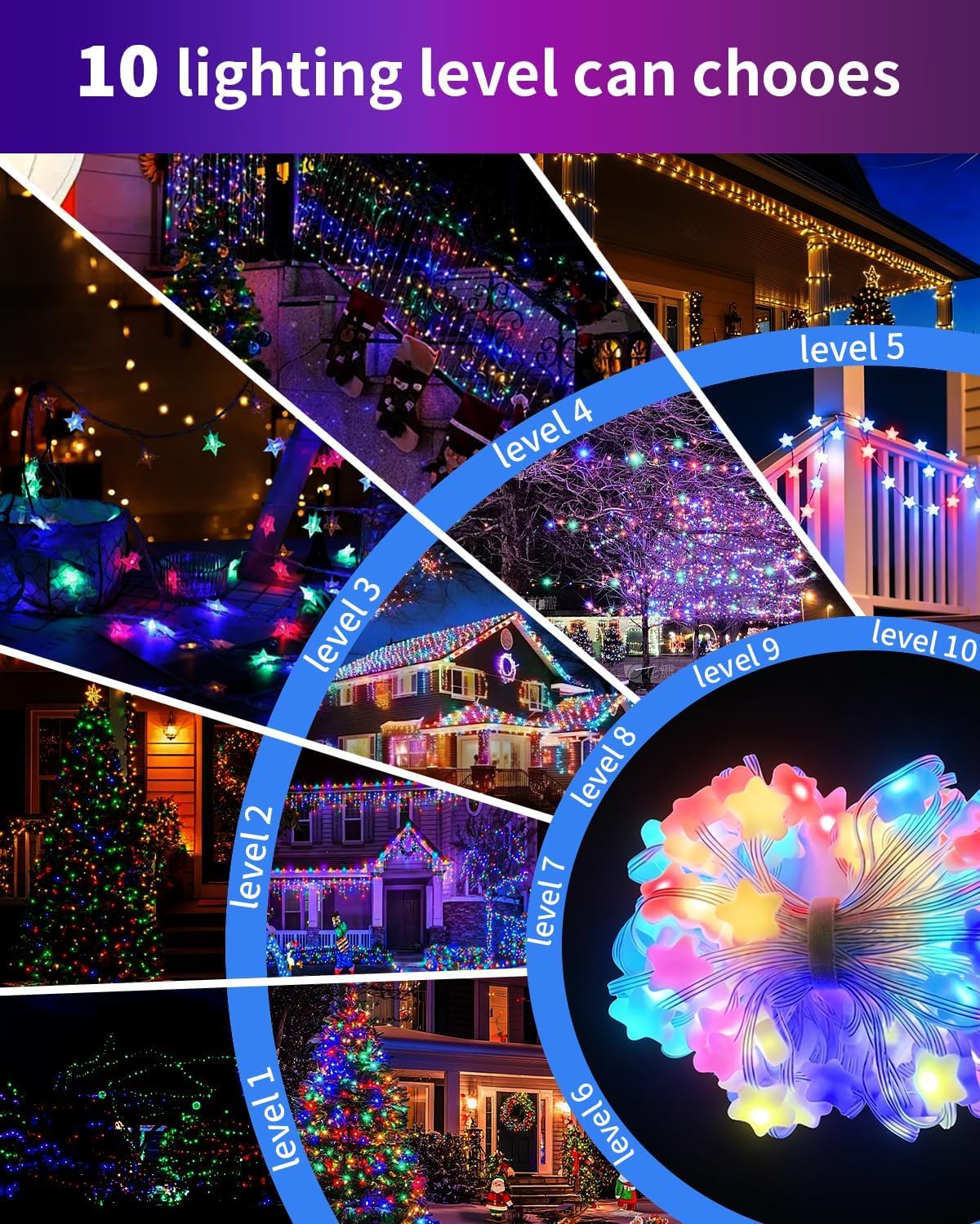 Super RGB Smart Star Fairy Lights 65.6Ft, 16M Color Changing String Lights with Remote & APP Control, Music Sync, Timer, RGB DIY Colored Twinkle Lights Hanging for Indoor Bedroom Party Birthday Decor