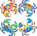 FaloStwer Metal Beach Wall Decor Art, 3D Colorful Sea Turtle Fish Crab and Seahorse Outdoor Sculptures, Ocean Themed Outside Decor for Patio Pool Bathroom Yard Farmhouse Fence Deck (Crab)