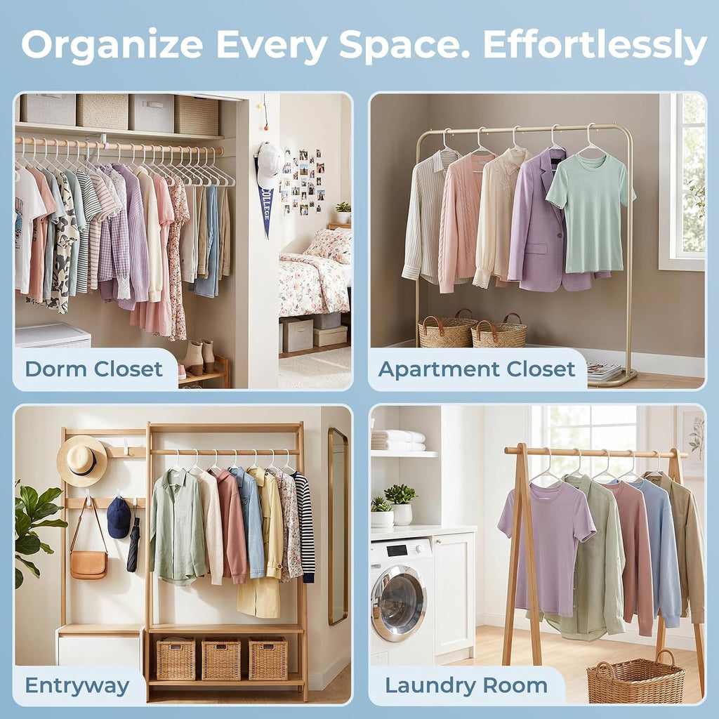 HOUSE DAY White Plastic Hangers 30 Pack, Slim Space-Saving Clothes Hangers