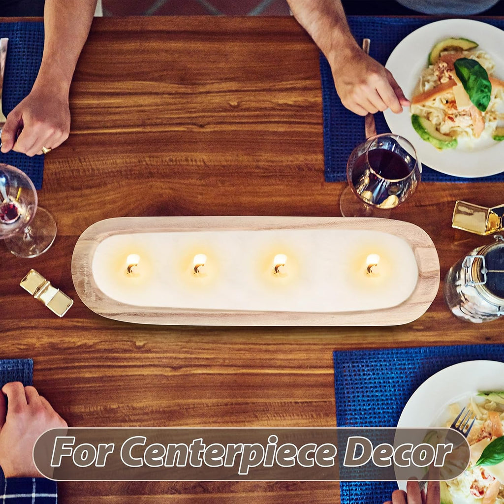 FoldTier 4 Pcs Wooden Dough Bowl Bulk, Natural, 20'' X 6'' X 2'', Classic