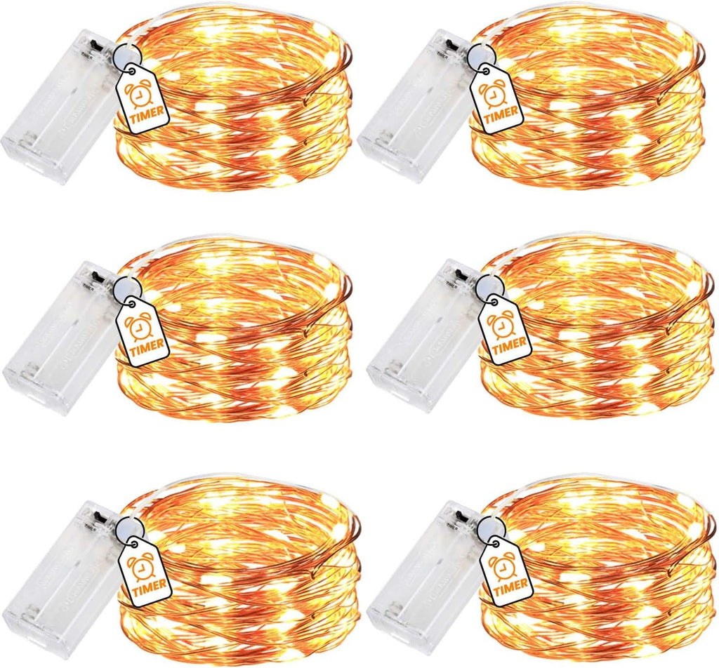 innotree 6 Pack LED Fairy String Lights Battery Operated with Timer