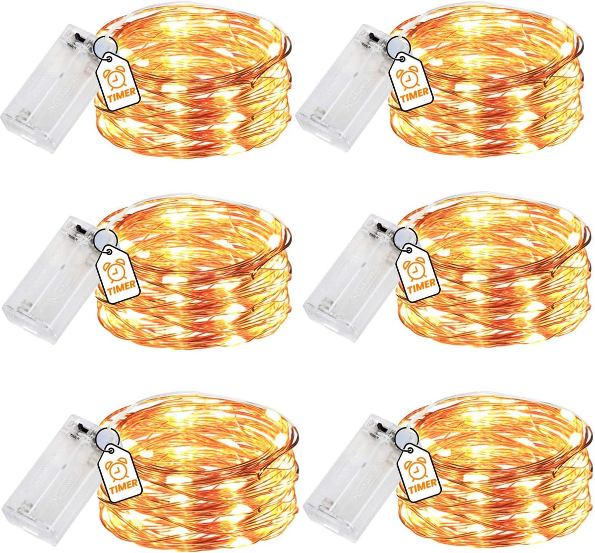 innotree 6 Pack LED Fairy String Lights Battery Operated with Timer