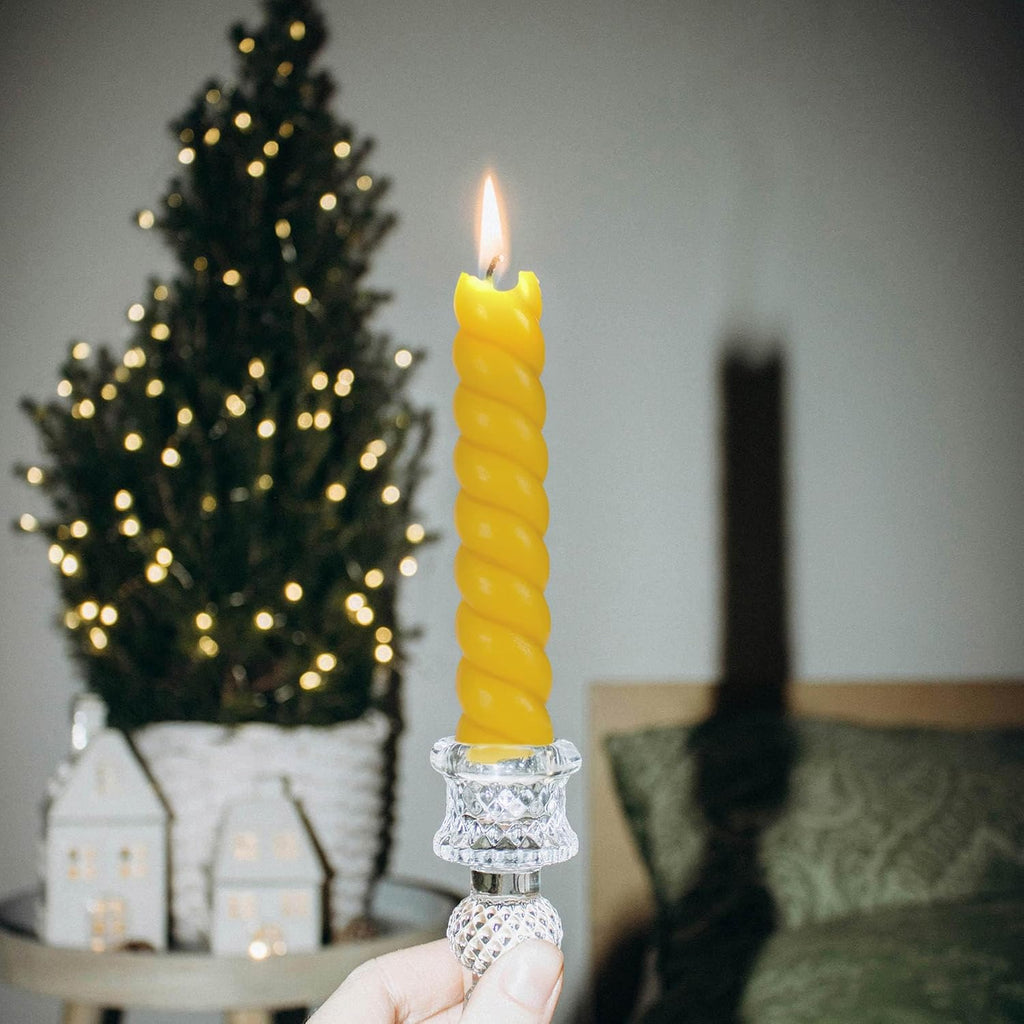 Natural Beeswax Taper Candles,5 Inch Spiral Bees Wax Tapered Candle 10 Pack