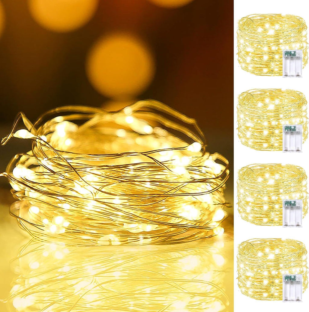 2 Pack Fairy Lights Battery Operated Twinkle Lights Remote Warm White