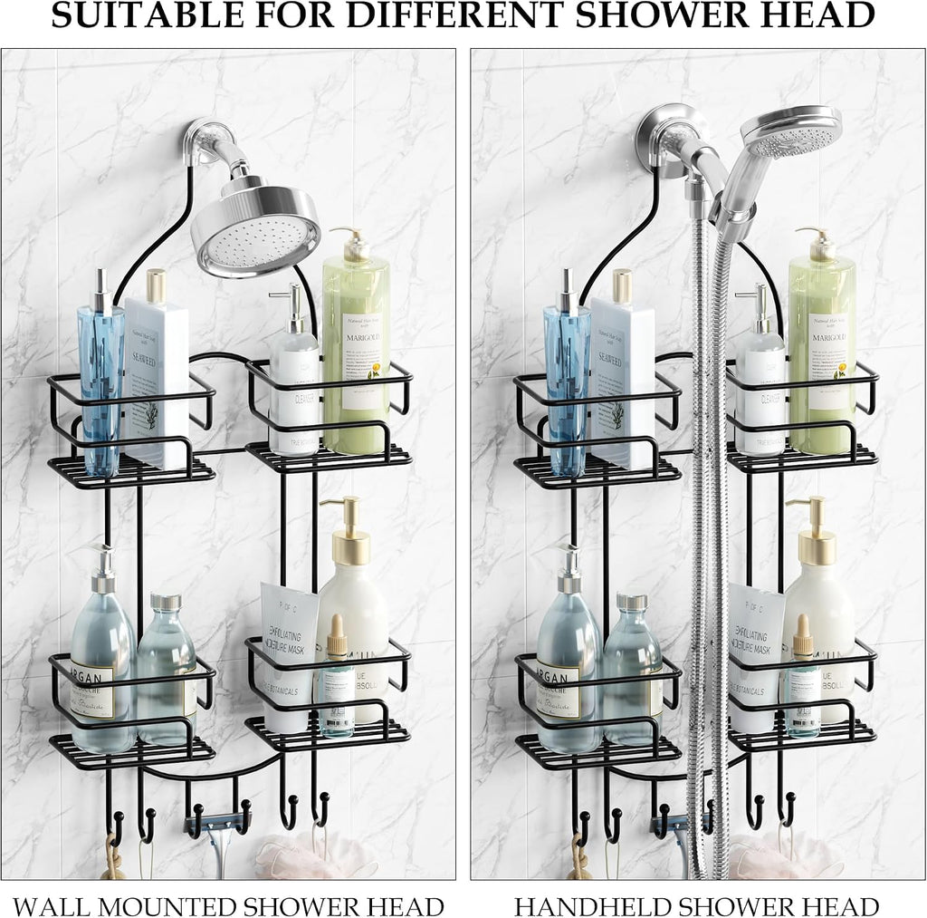 SRIWATANA Shower Caddy Hanging, Shower Organizer with Razor Hooks, Black