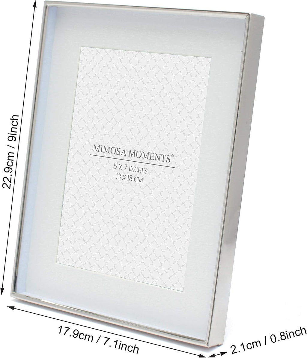 7x9 Silver Shadow Box Metal Picture Frame with 5x7 Photo Mat
