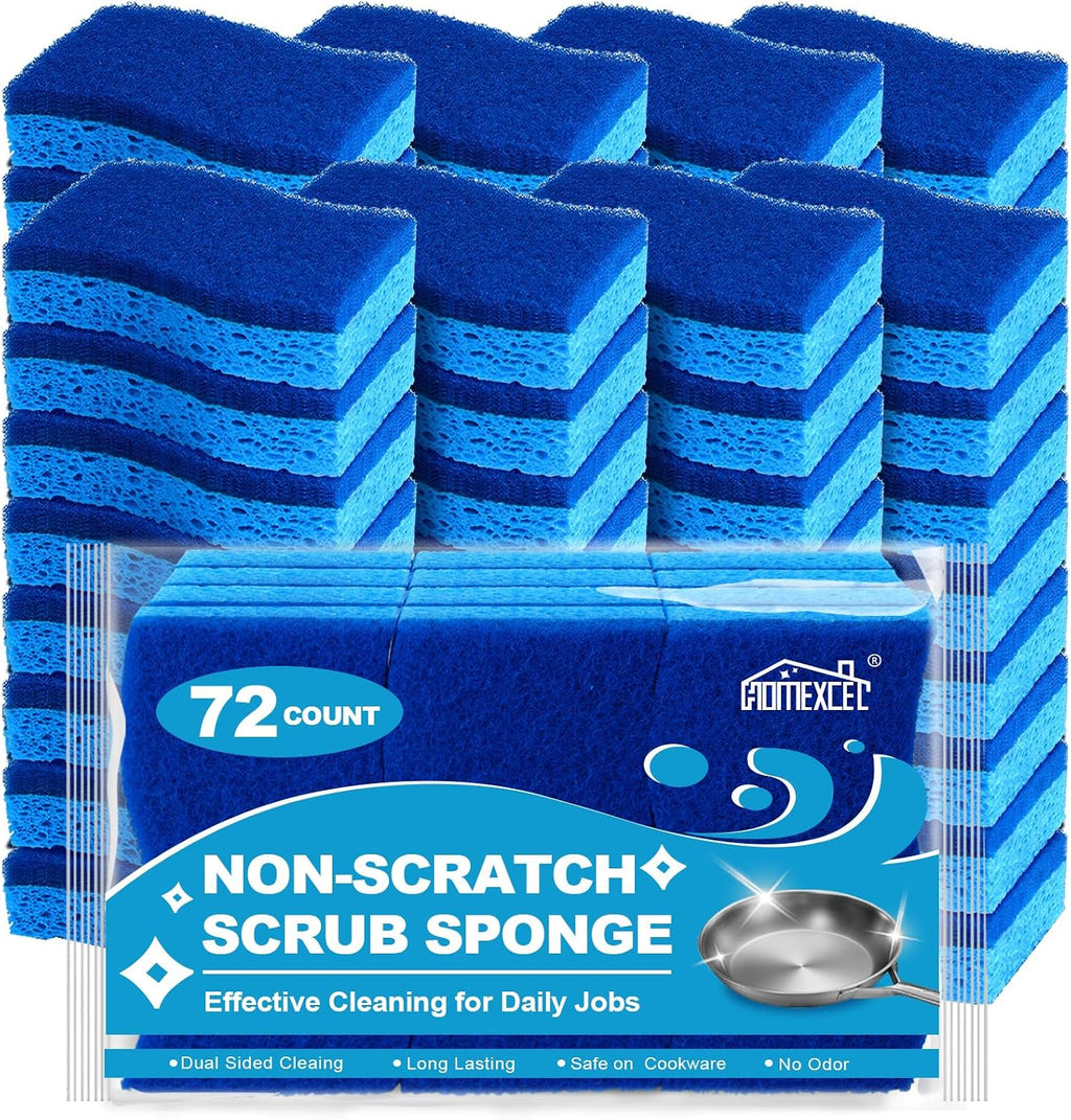 HOMEXCEL Sponges Kitchen 72 Pack, Non Scratch Scrub Dish Sponge for Dishes
