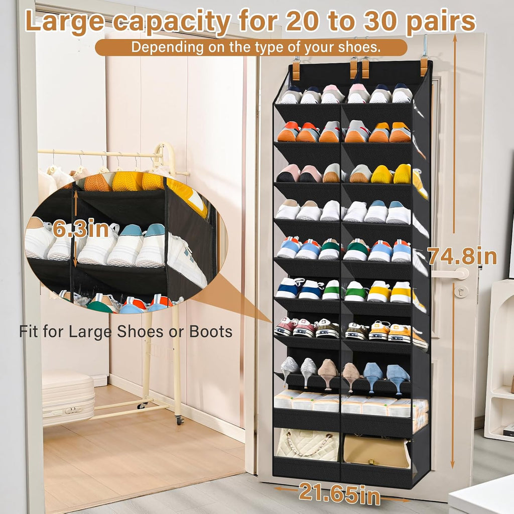 20-30 Pairs Over the Door Shoe Organizer, 10-Tier Hanging Shoe Storage