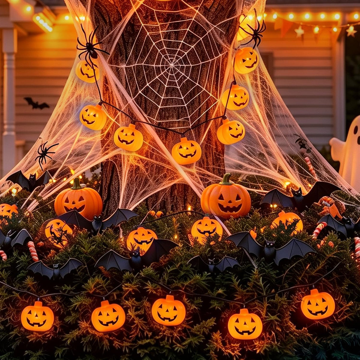 12Ft Halloween String Lights Plug in with 20 LED Pumpkin Lantern Lights, Novelty Jack O Lantern Lights LED Pumpkin Lights String Waterproof for Home Yard Party Indoor Outdoor Halloween Decor, 0.07W