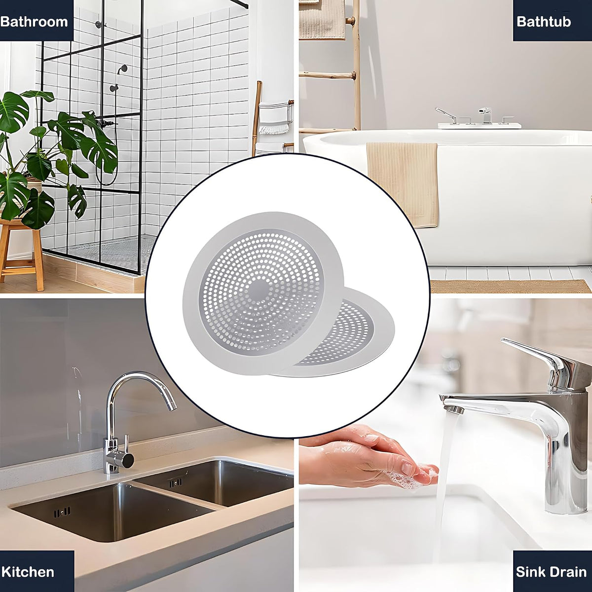 Shower Hair Drain Catcher 5.5 inch Stainless Steel Drain Cover Bathroom Tub