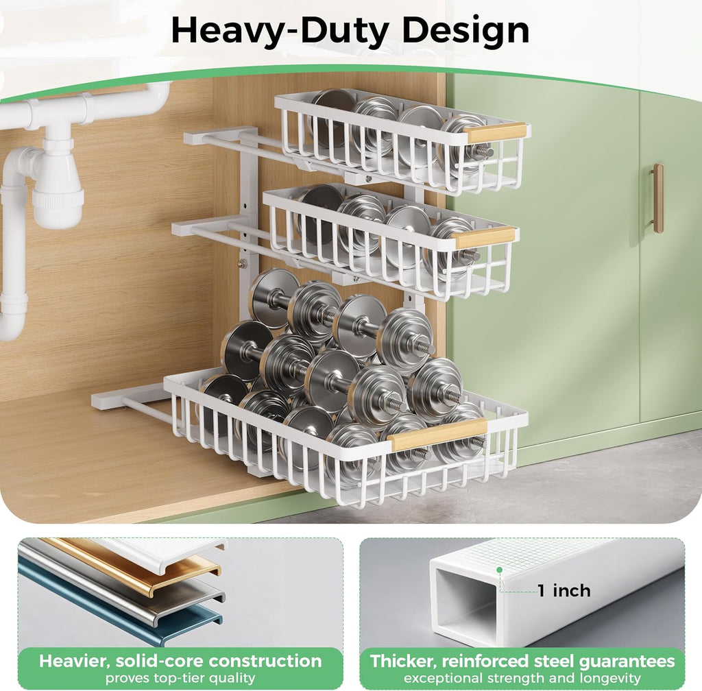 3 Tier Under Sink Organizer: Pull Out Cabinet Storage for Bathroom,2 Pack