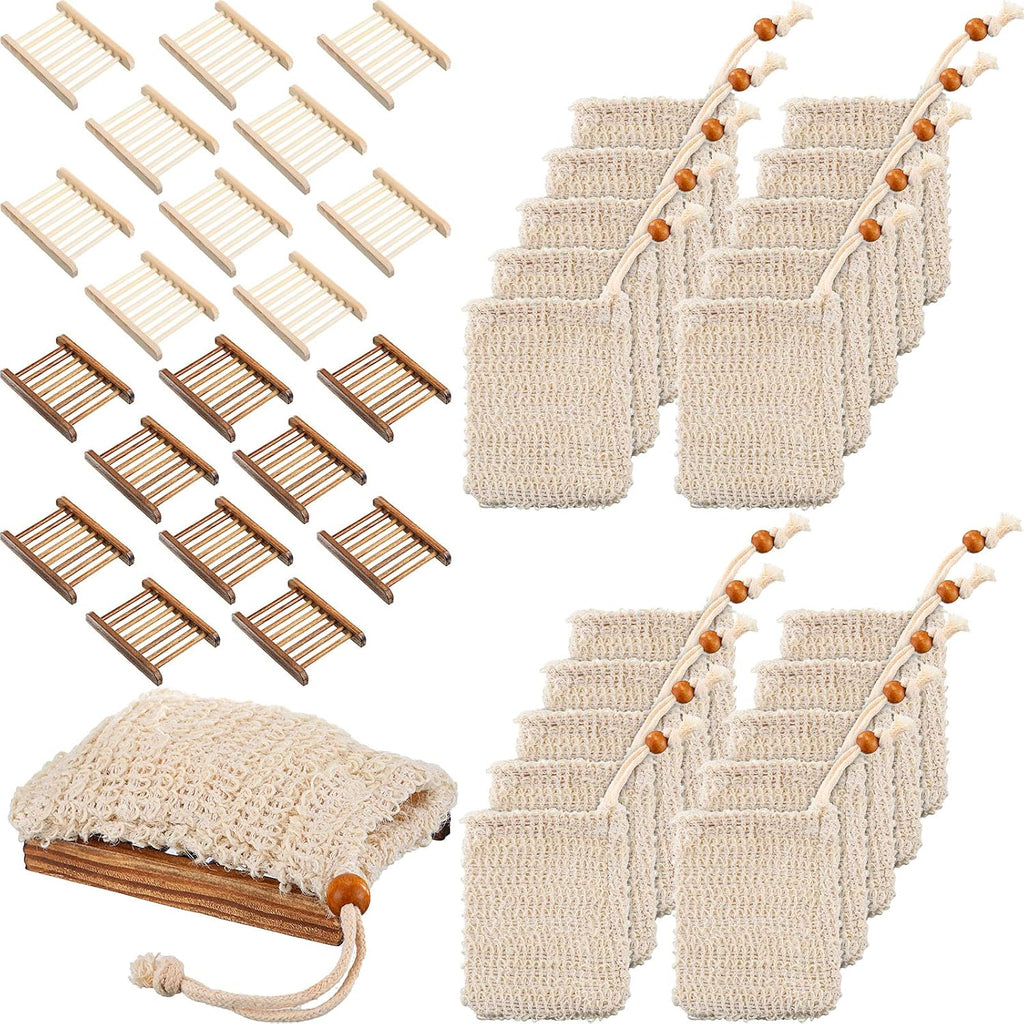 Soap Dish Set Wood Holder Saver Bulk, Wood Color, Carbonized Color, 40 Pcs