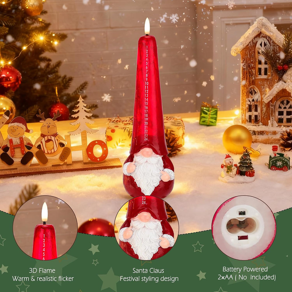 Christmas Flameless Candles with Remote, Santa Claus Countdown Candles
